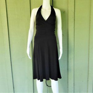 NWT JONES NEW YORK Black Ruched Waist Halter Dress 8